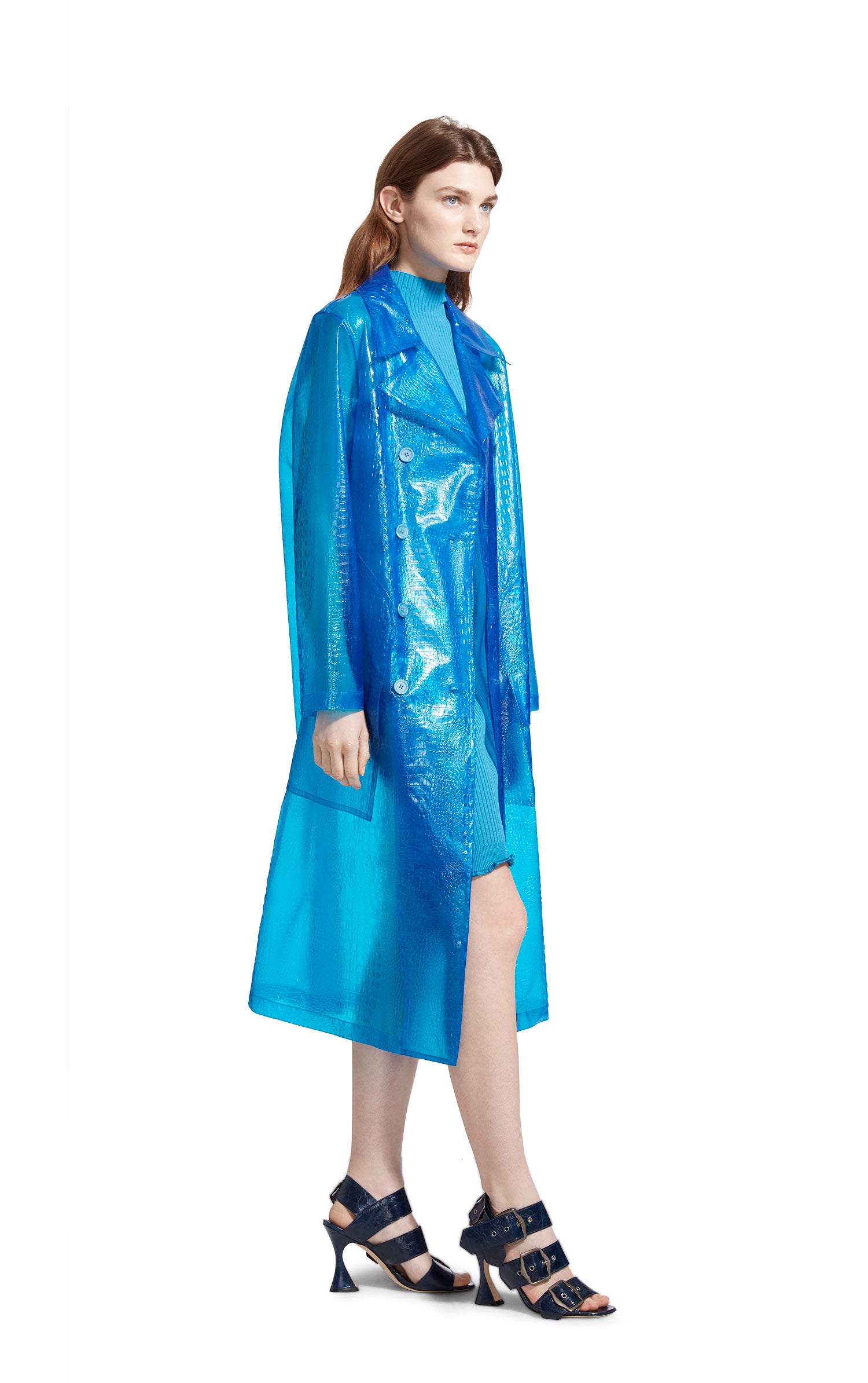 Nisa Embossed Plastic Trench Coat