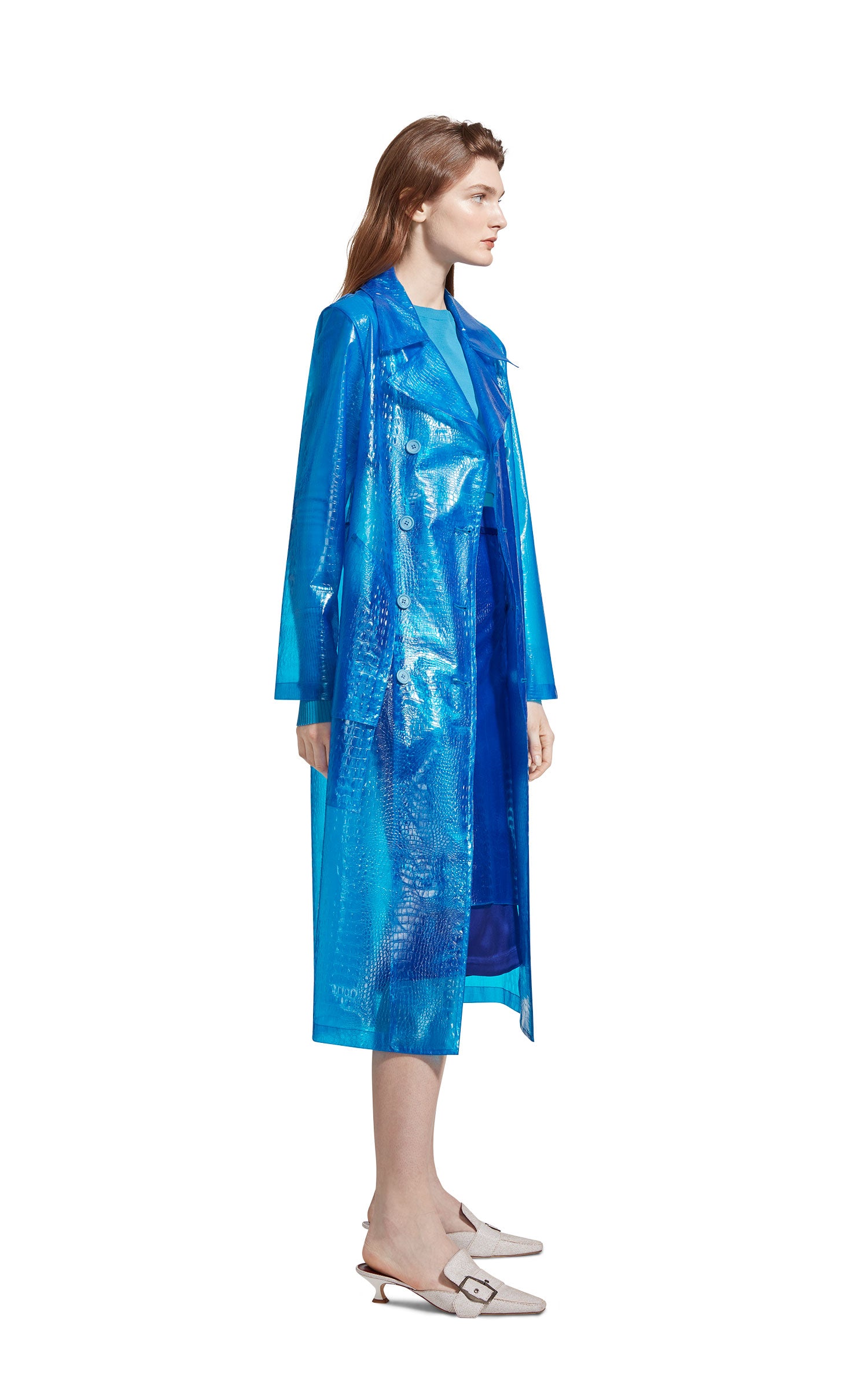 Nisa Embossed Plastic Trench Coat