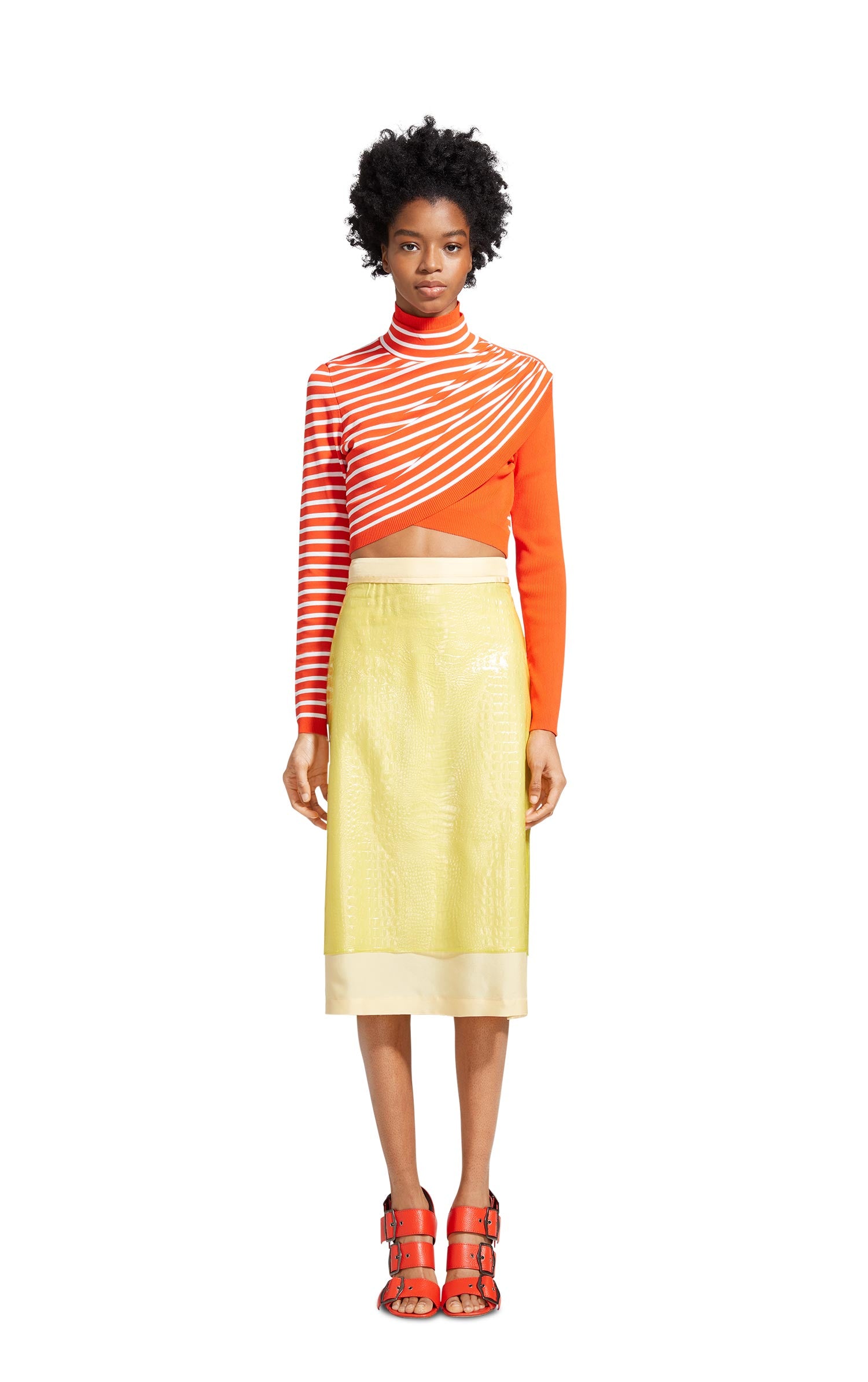 Jenn Fine Crepe Wrap Crop Turtleneck Sweater