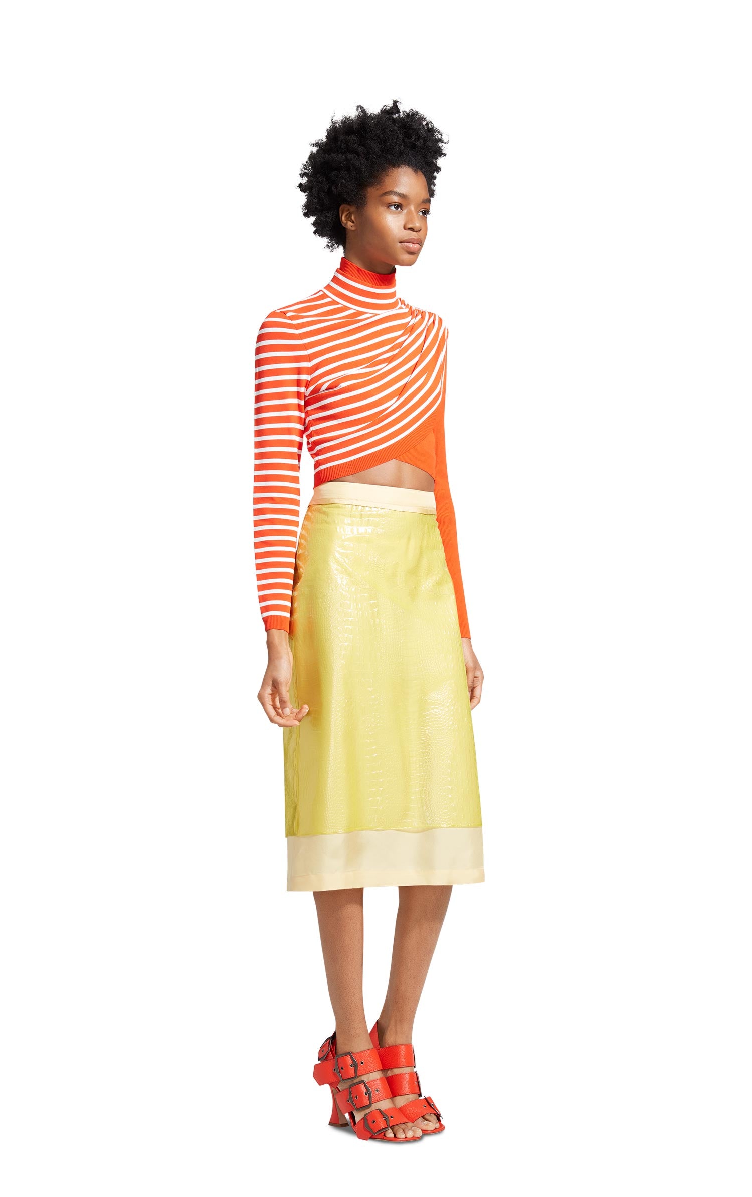 Jenn Fine Crepe Wrap Crop Turtleneck Sweater