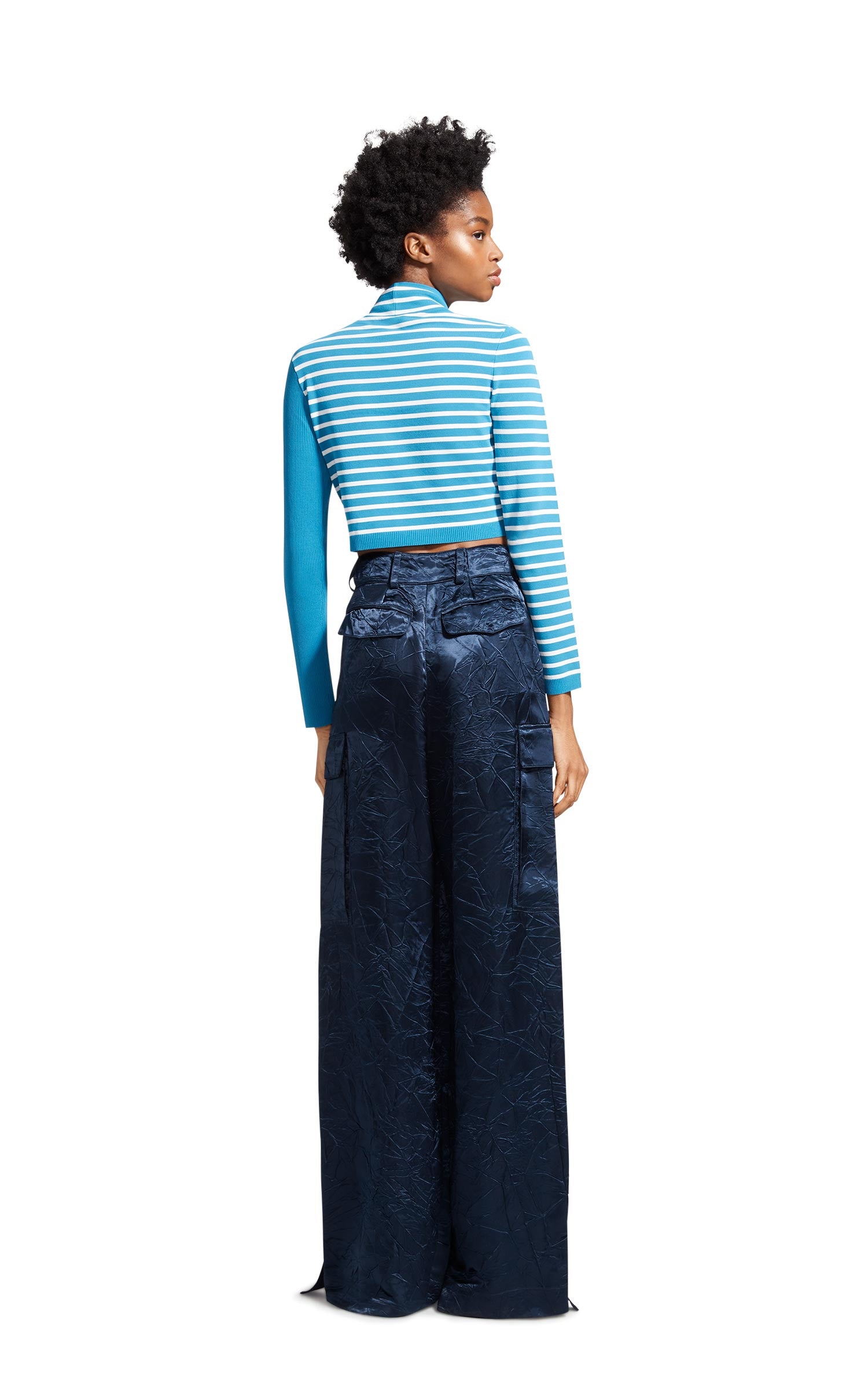 Jenn Fine Crepe Wrap Crop Turtleneck Sweater