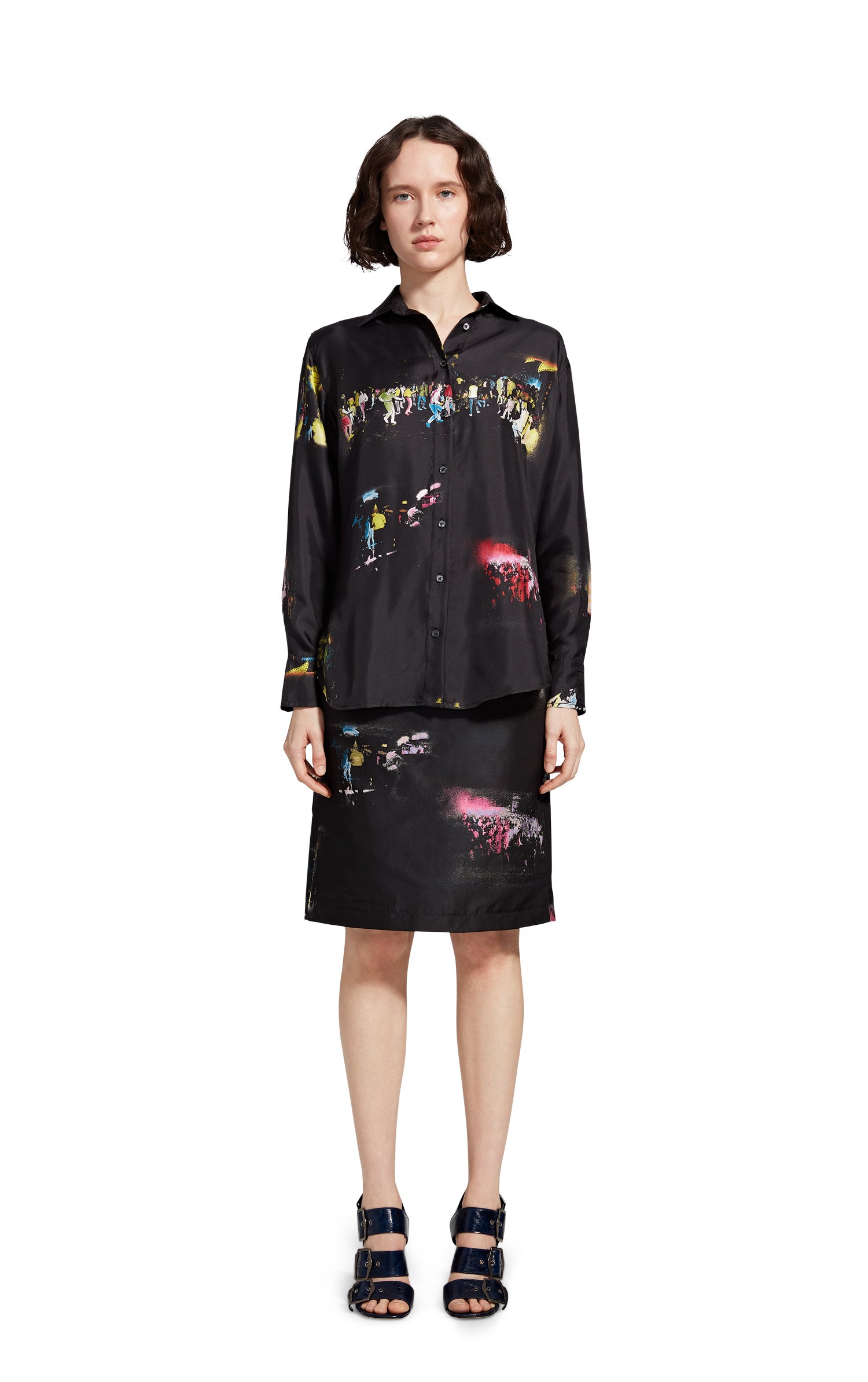 Sander Printed Club Kids Silk Twill Shirt