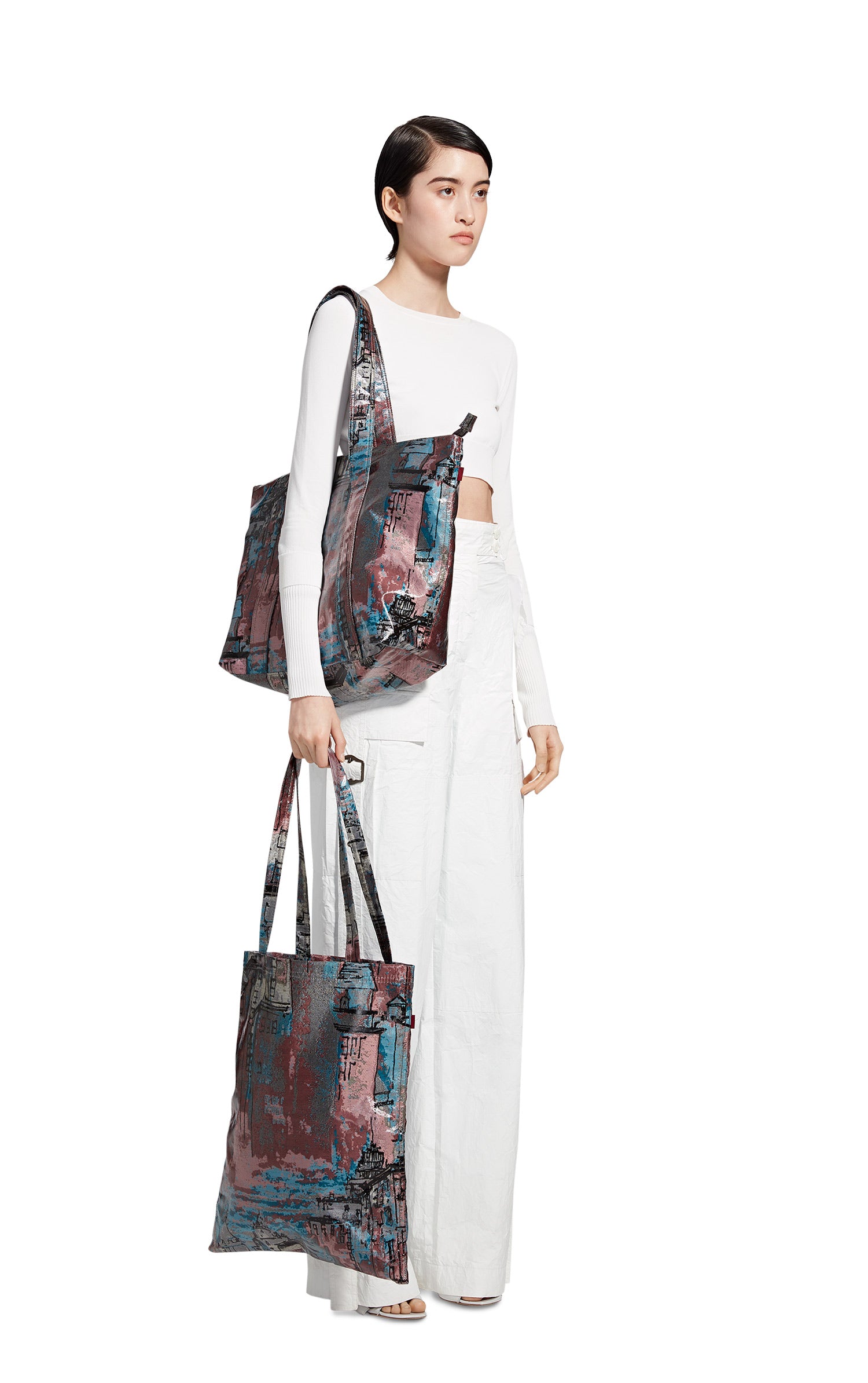 Vada Coated City Print Tote Bag