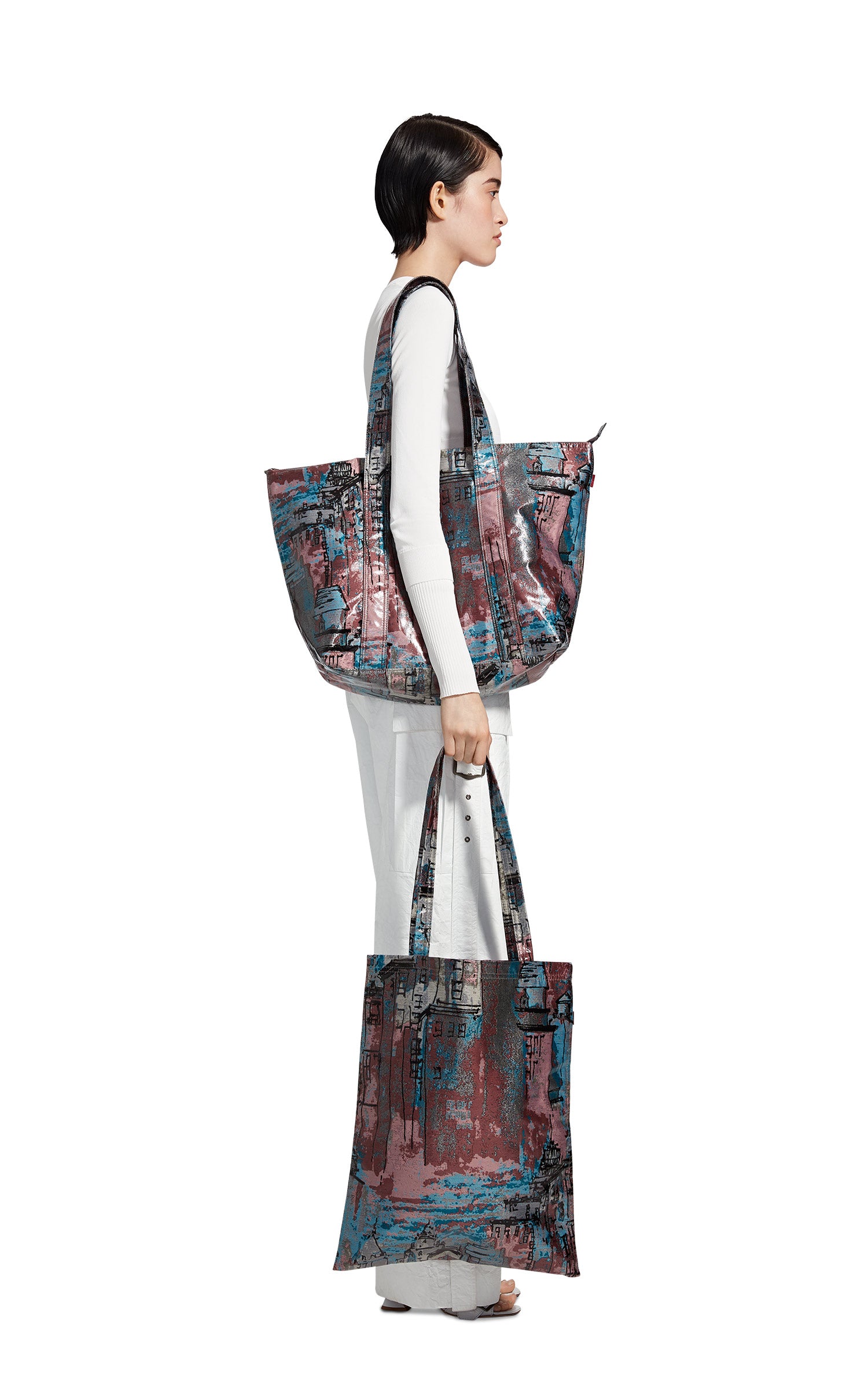 Vada Coated City Print Tote Bag