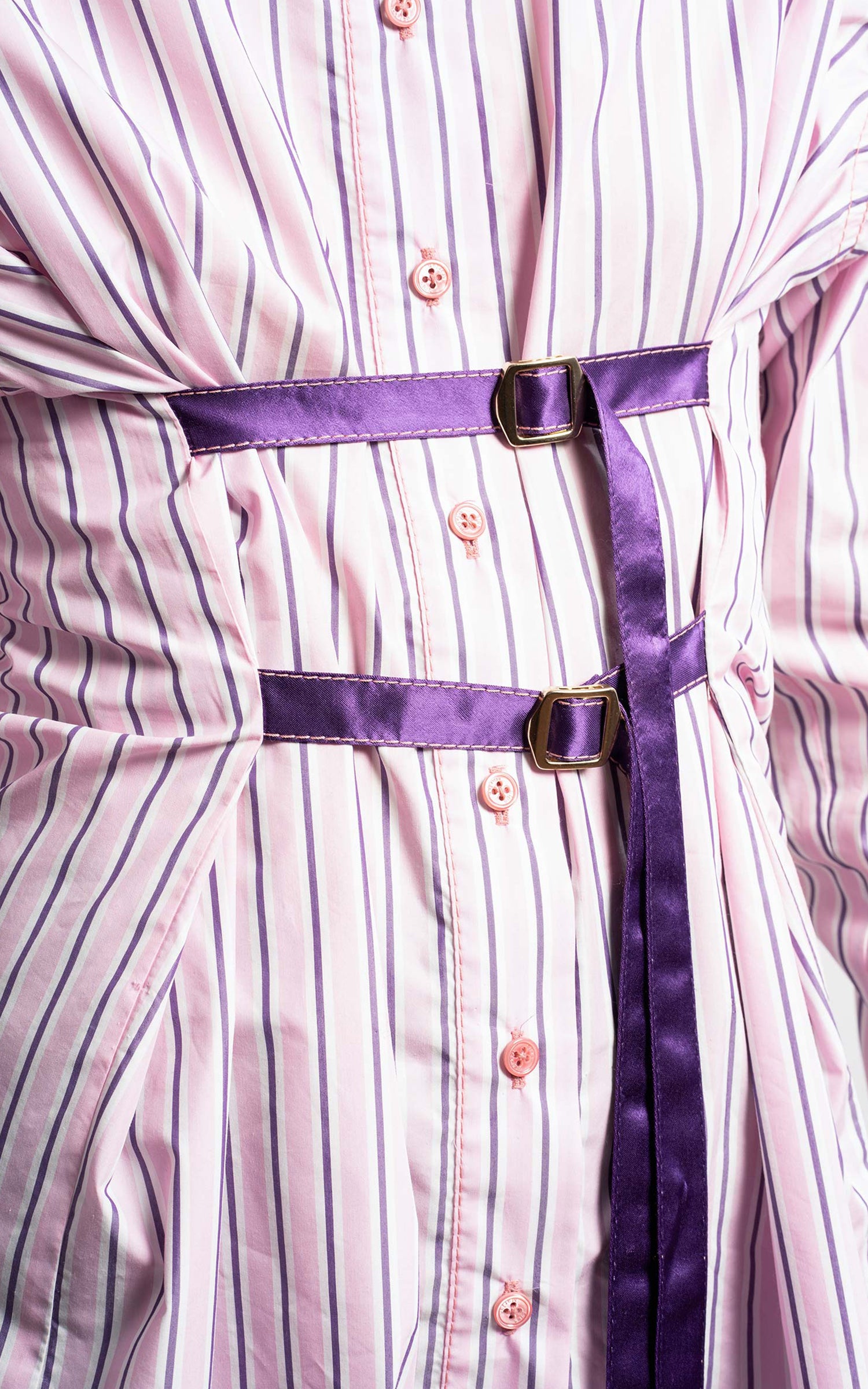 Silvia Striped Poplin Belt Shirt Dress