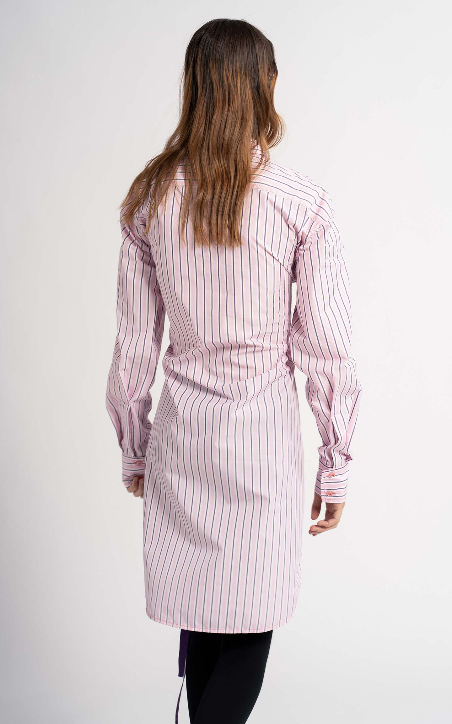 Silvia Striped Poplin Belt Shirt Dress