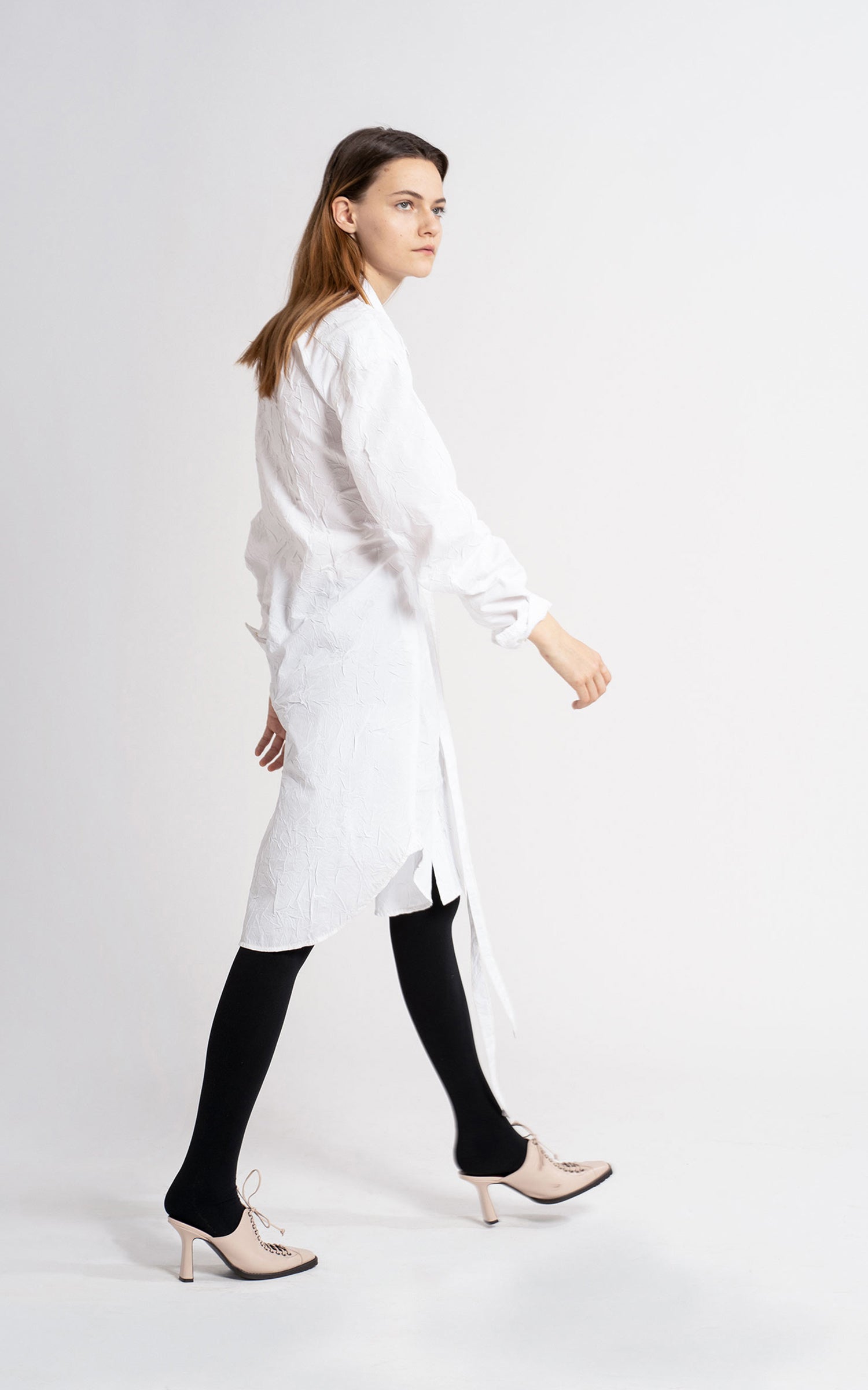 Silvia Crinkled Poplin Belt Shirt Dress