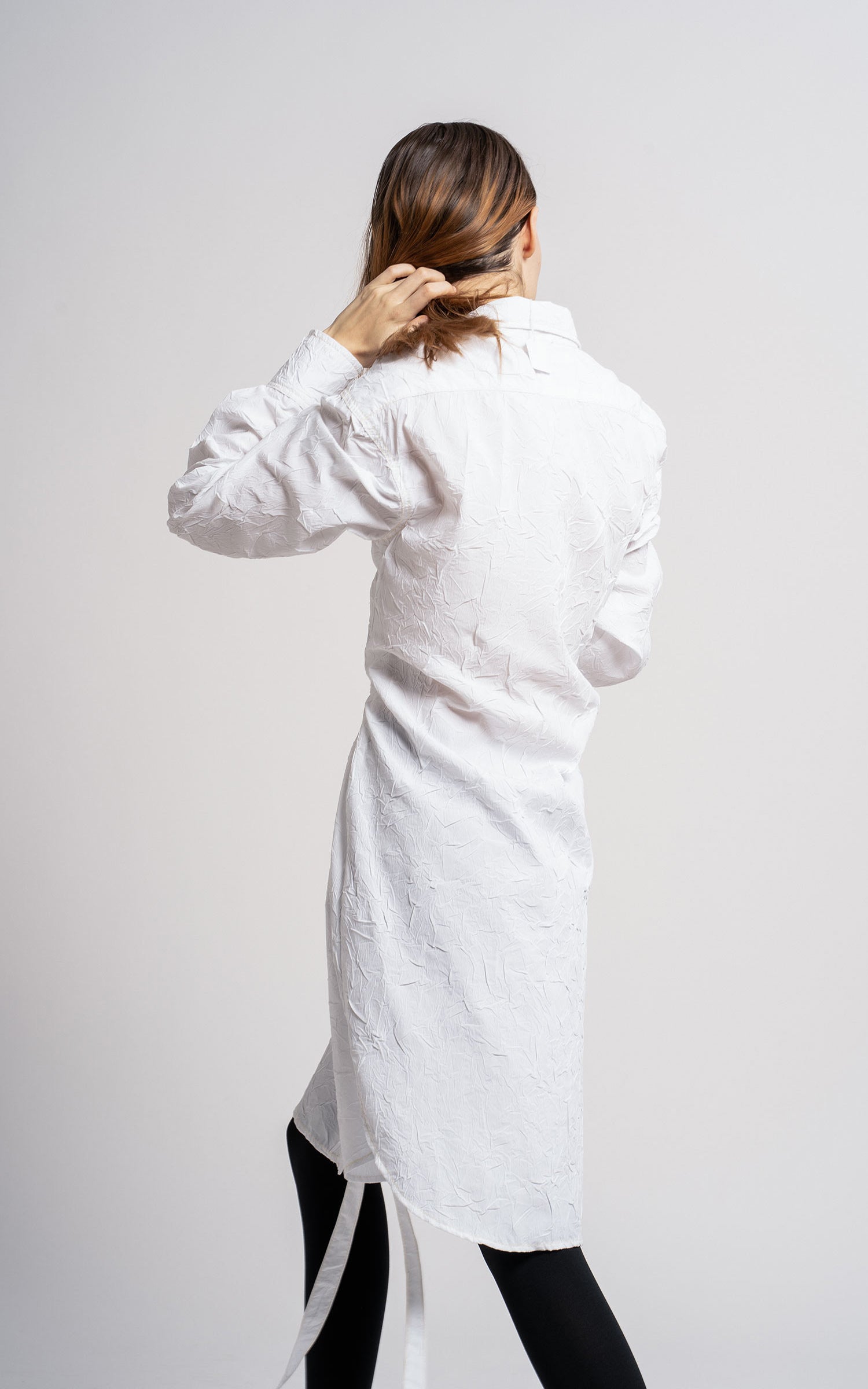 Silvia Crinkled Poplin Belt Shirt Dress