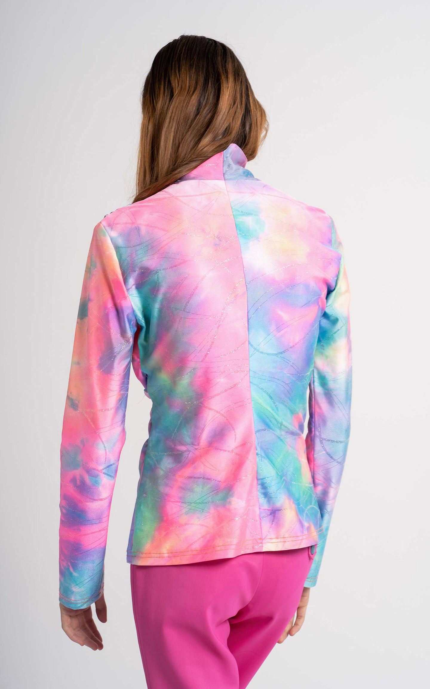 Peyton Glitter Tie Dye Wrapped Mockneck Top