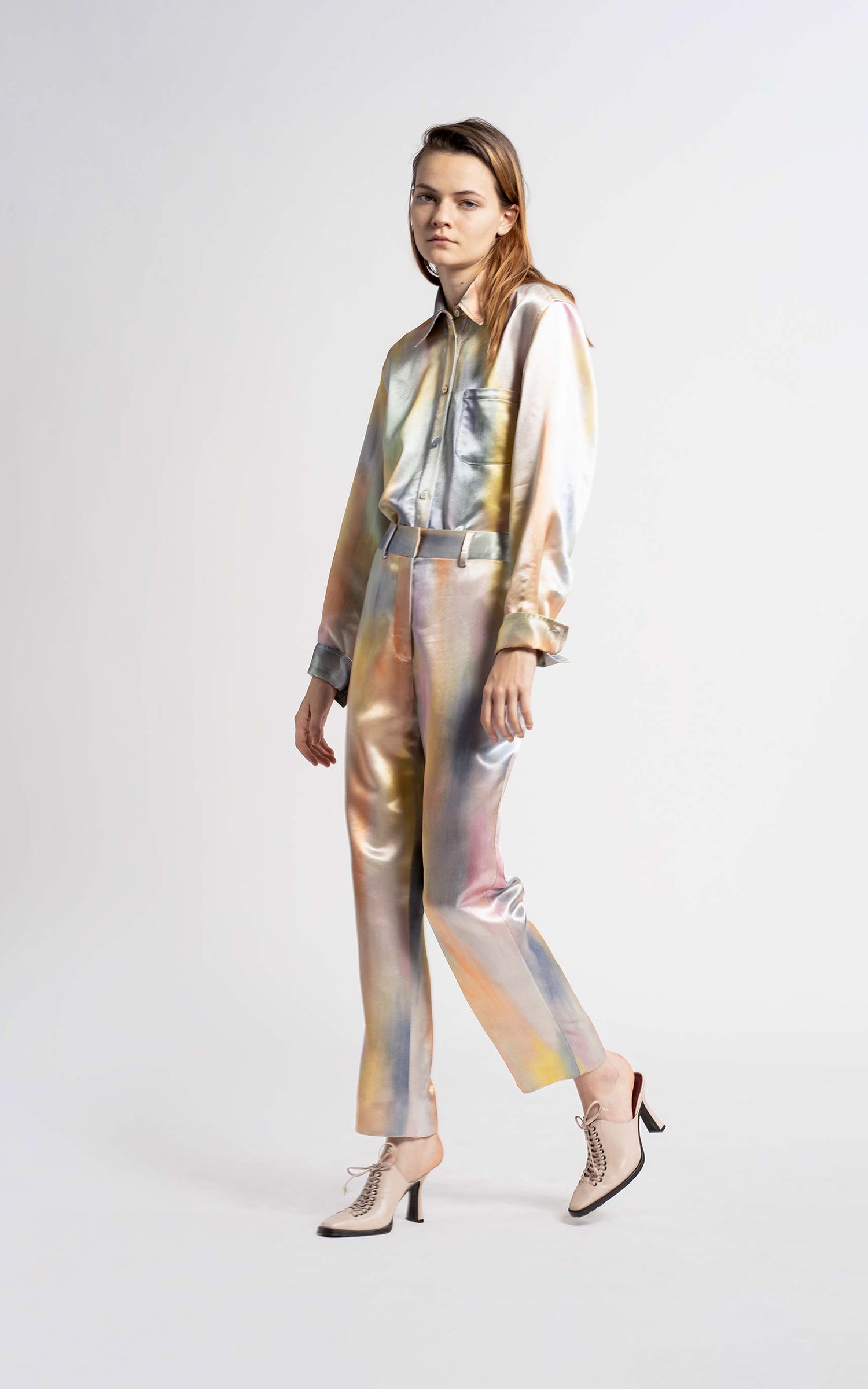 Willa Printed Satin Cropped Pant
