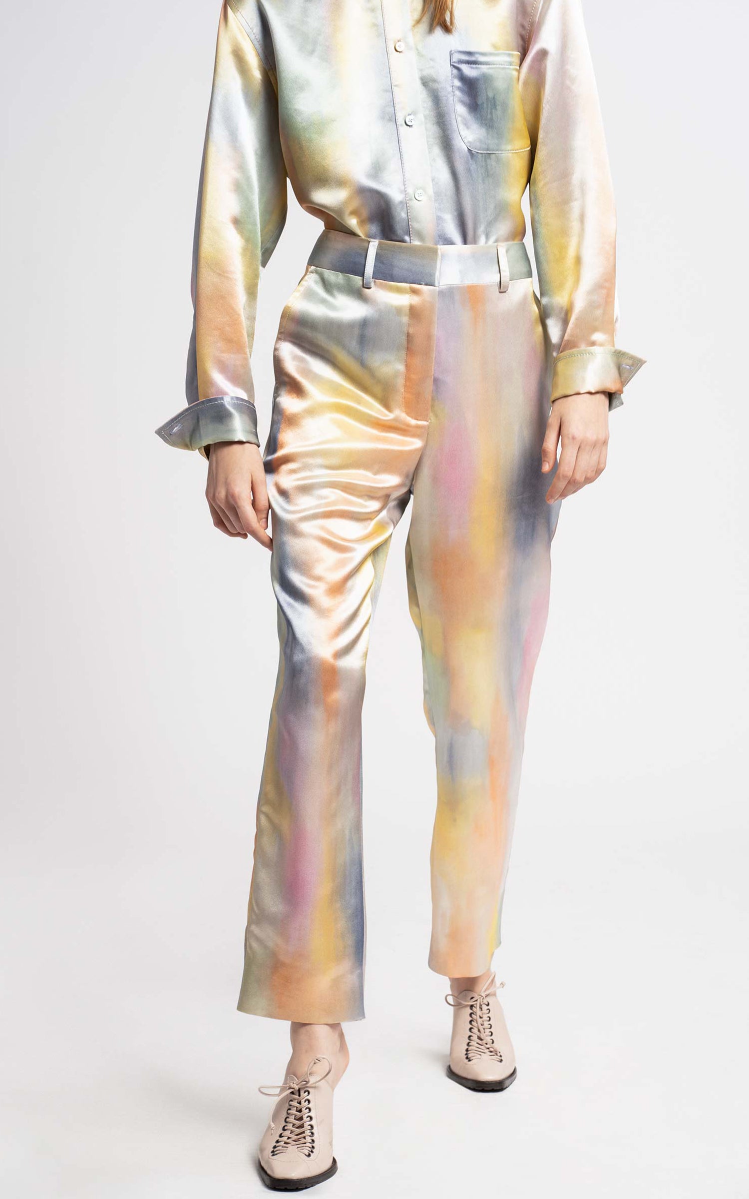 Willa Printed Satin Cropped Pant