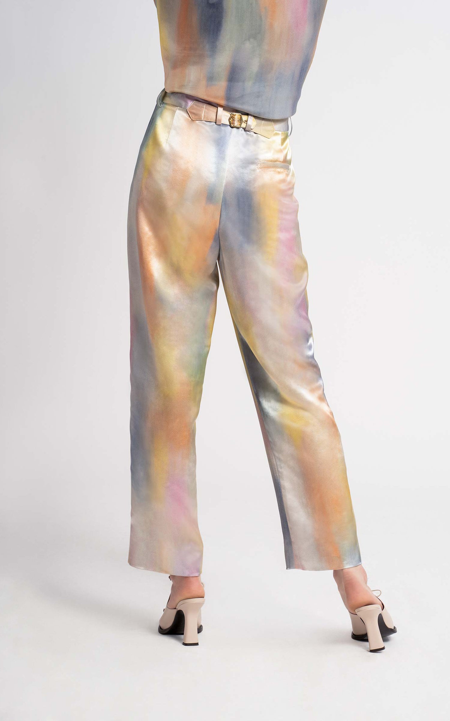 Willa Printed Satin Cropped Pant