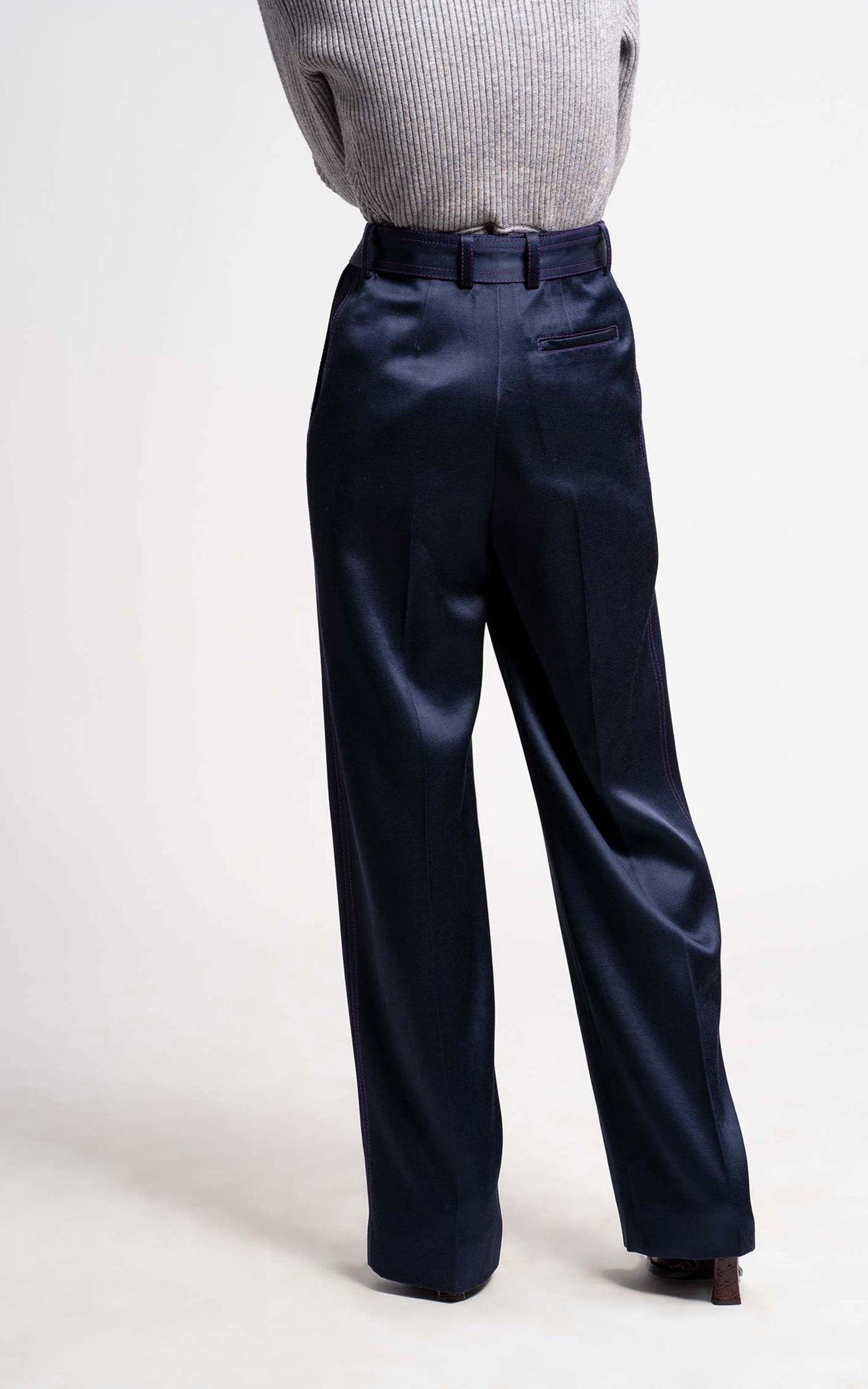 Blanche Twill Satin Wide Leg Pant