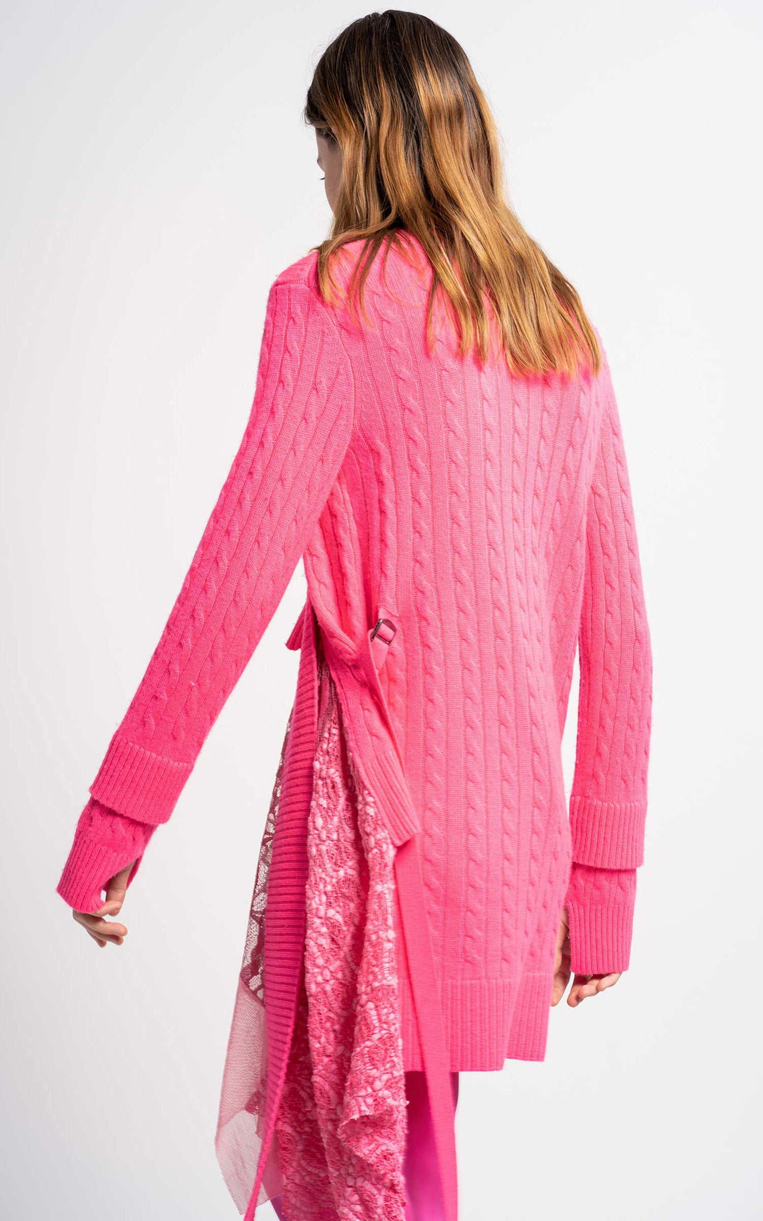 Trine Wool Cashmere Lace Tulle Strap Sweater