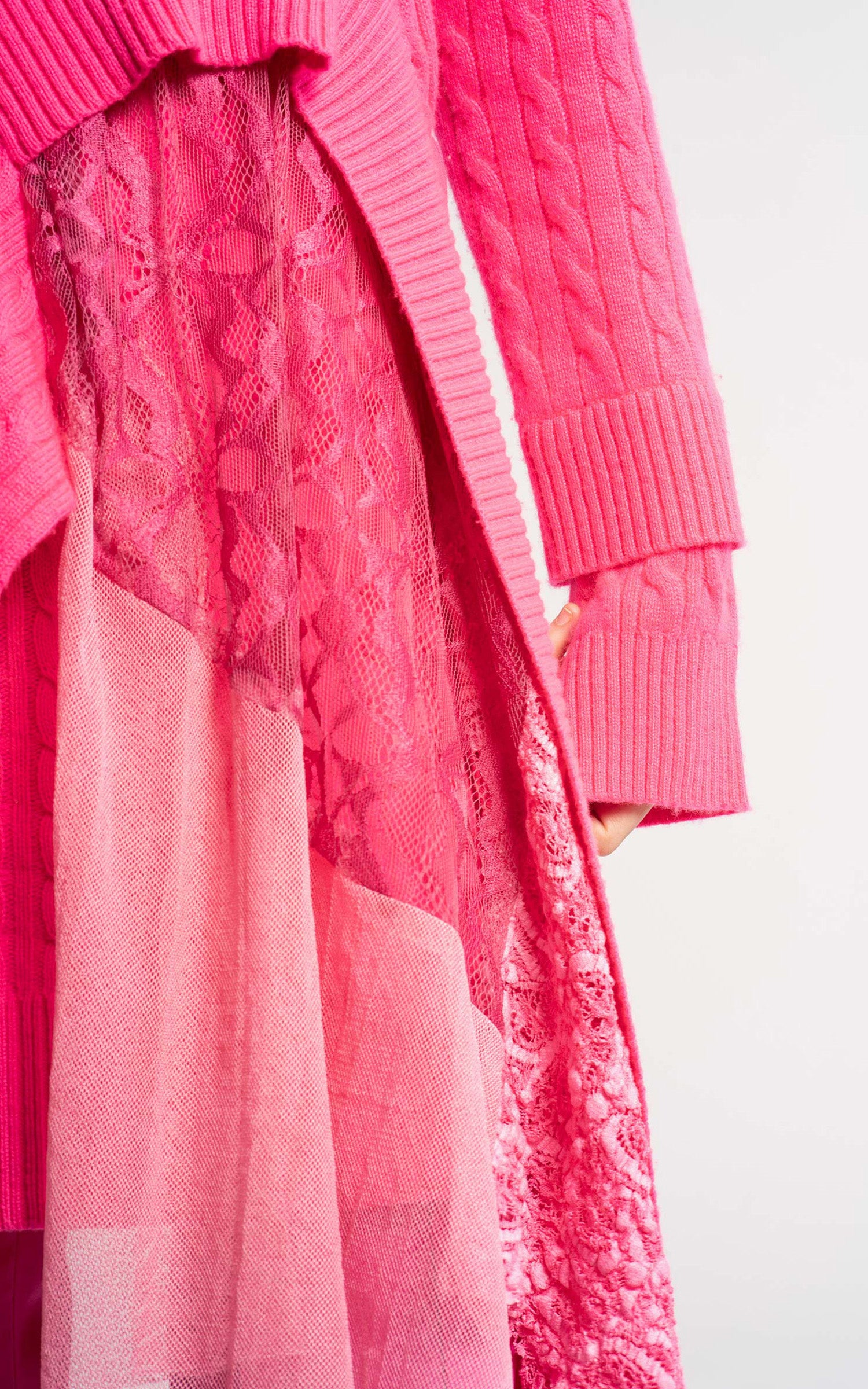 Trine Wool Cashmere Lace Tulle Strap Sweater