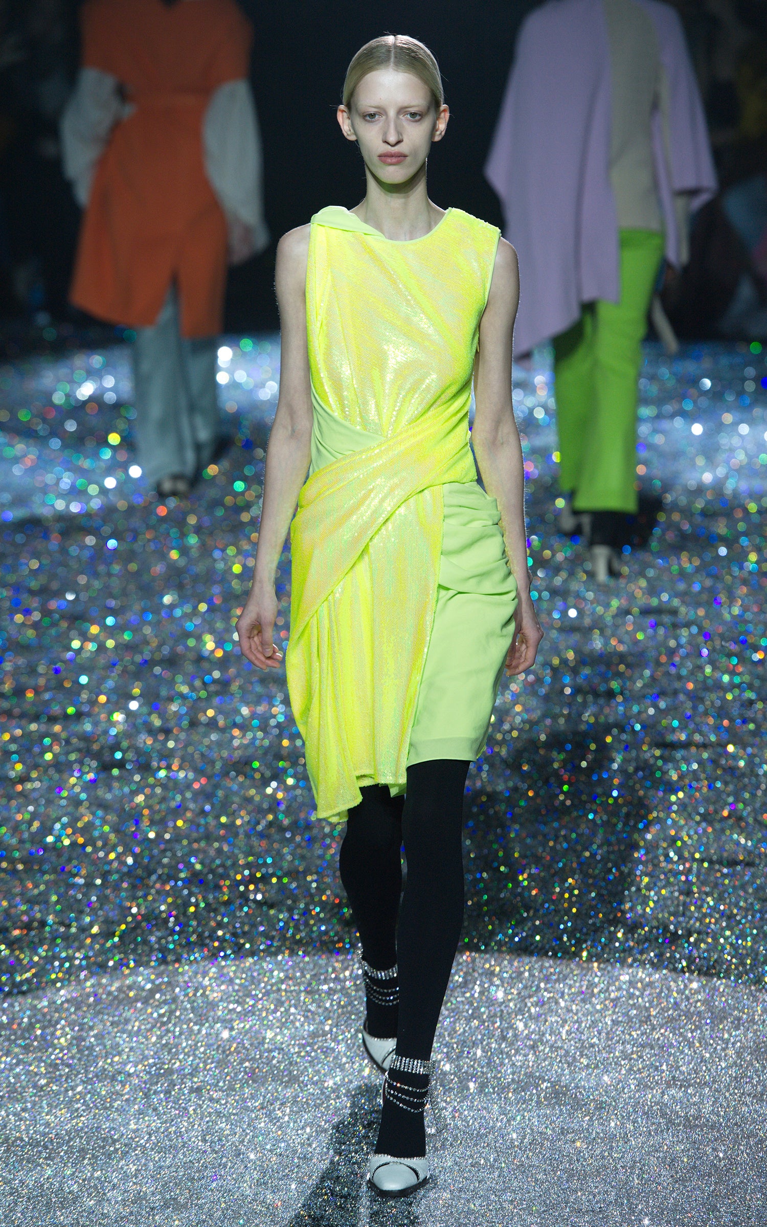 Quincy Neon Sequin Wrapped Dress