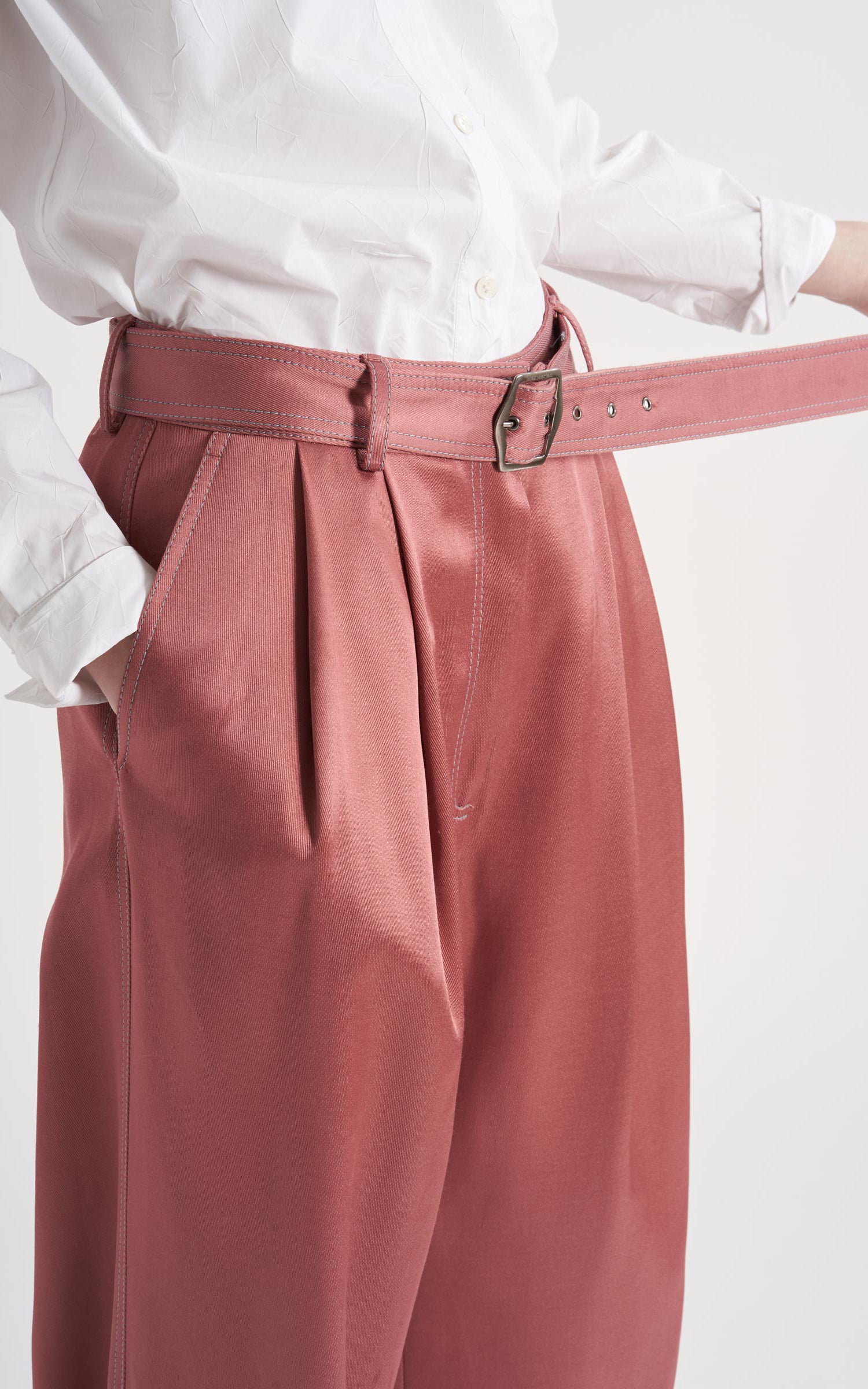 Blanche Twill Satin Wide Leg Pant