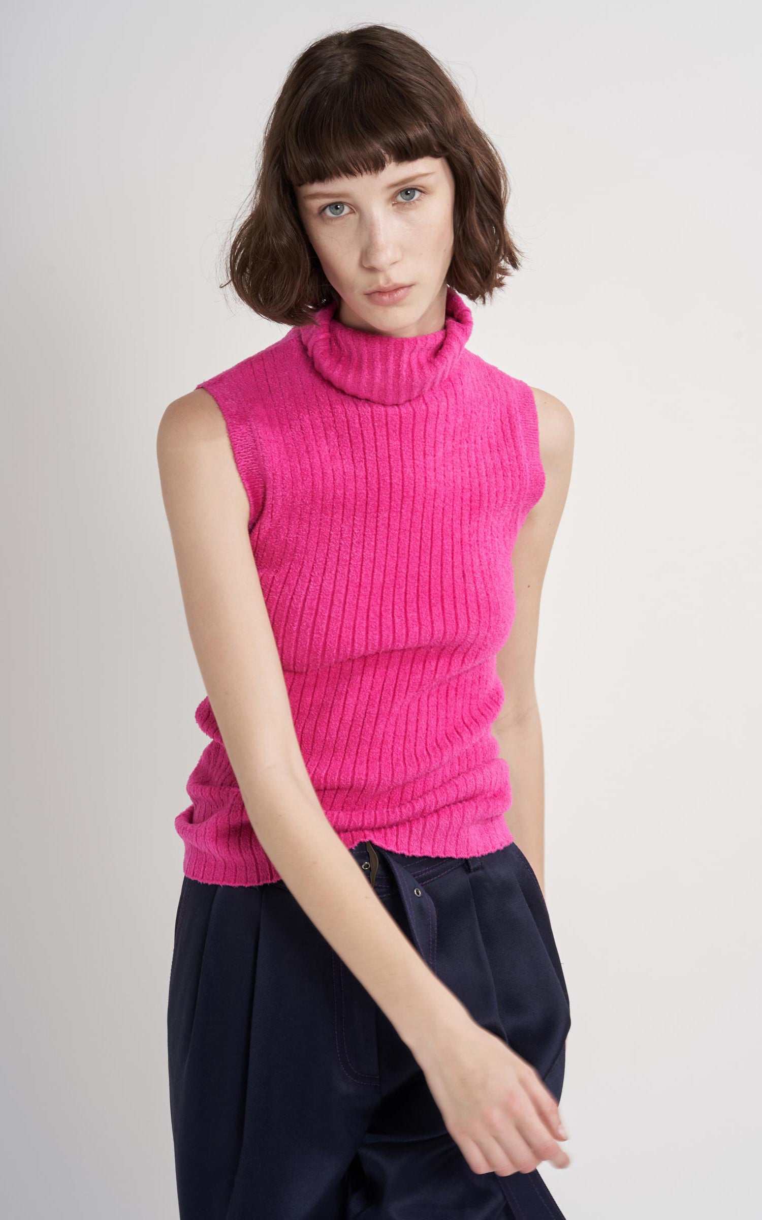 Saya Ribbed Sleeveless Turtleneck Sweater
