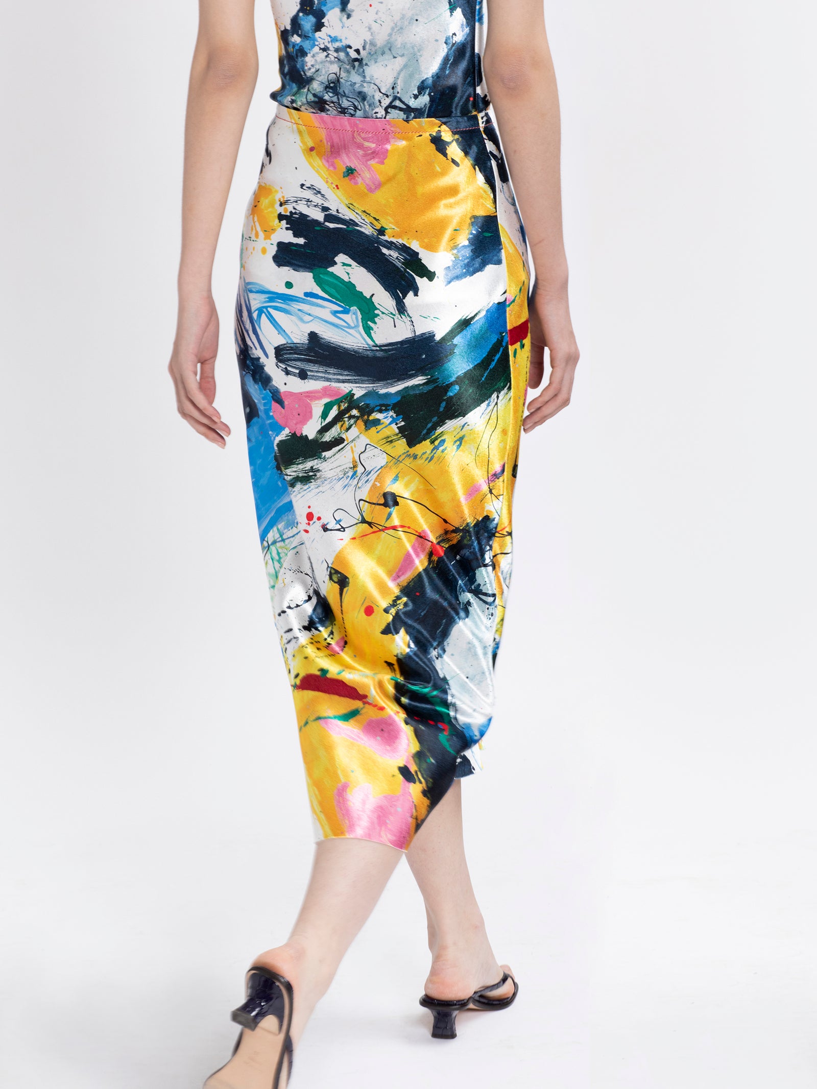 Aliya Printed Satin Skirt