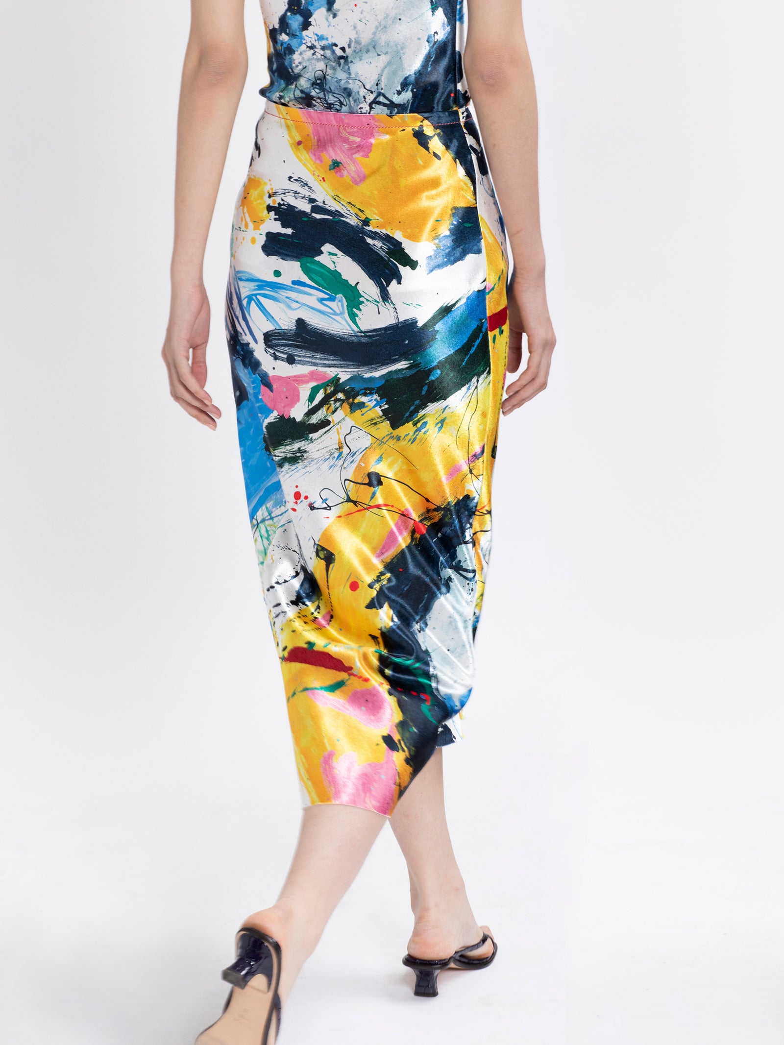 Aliya Printed Satin Skirt