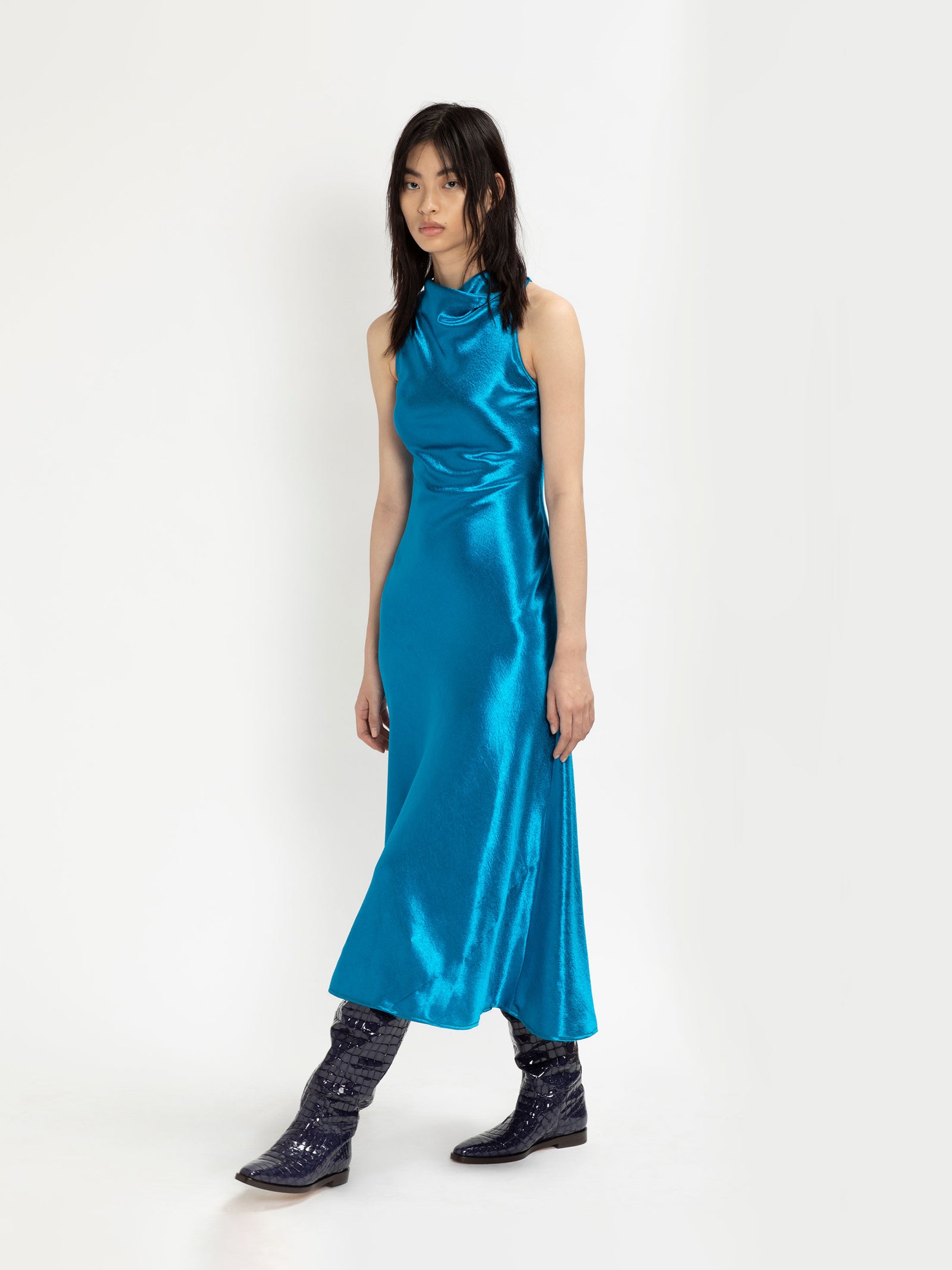 Andy Cowl Neck Bias Dress