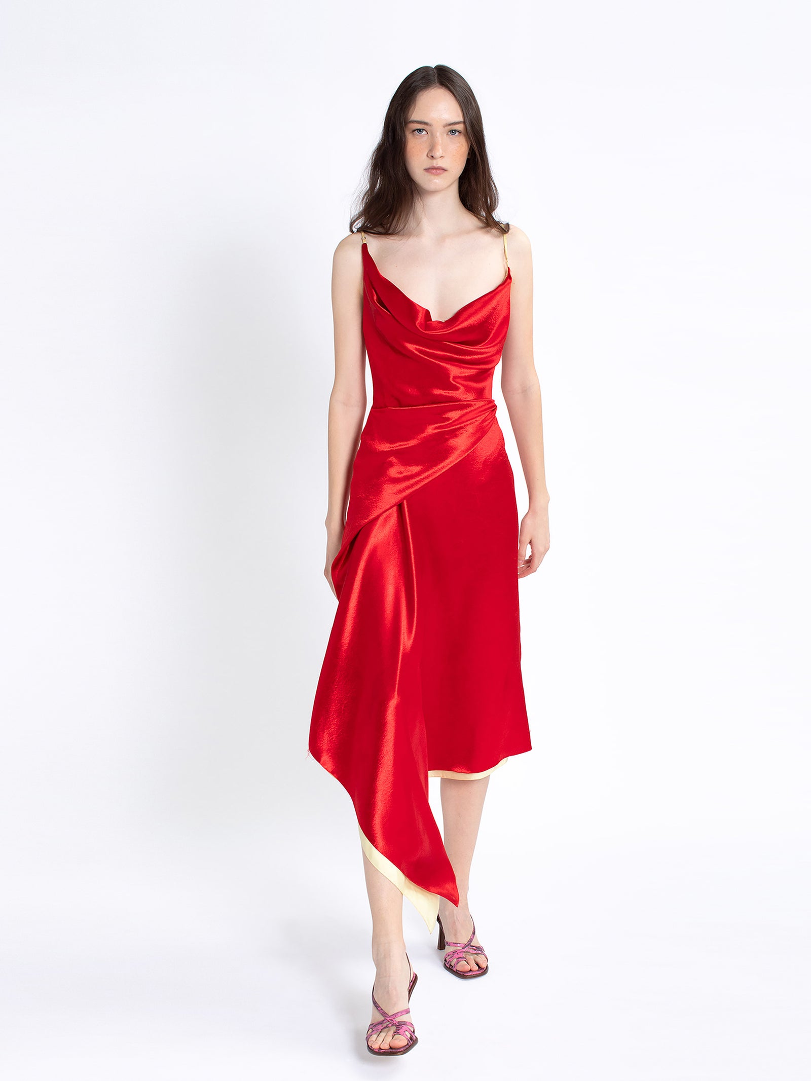 Sies Marjan - Farrah Liquid Satin Dress - Red Lipstick Sies Marjan - Farrah Liquid Satin Dress - Red Lipstick