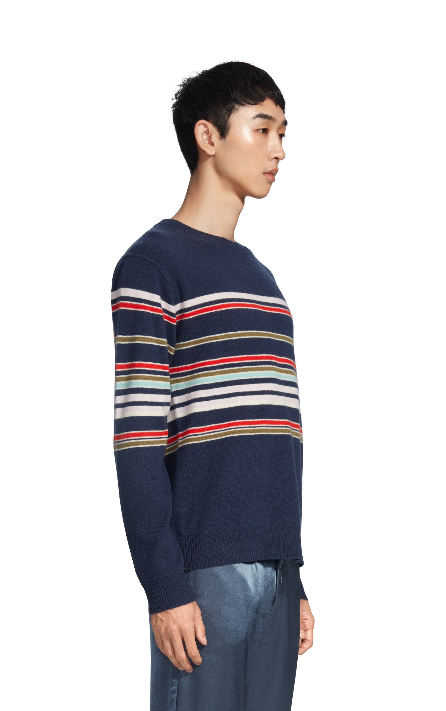 Vin Cashmere Striped Crewneck Sweater