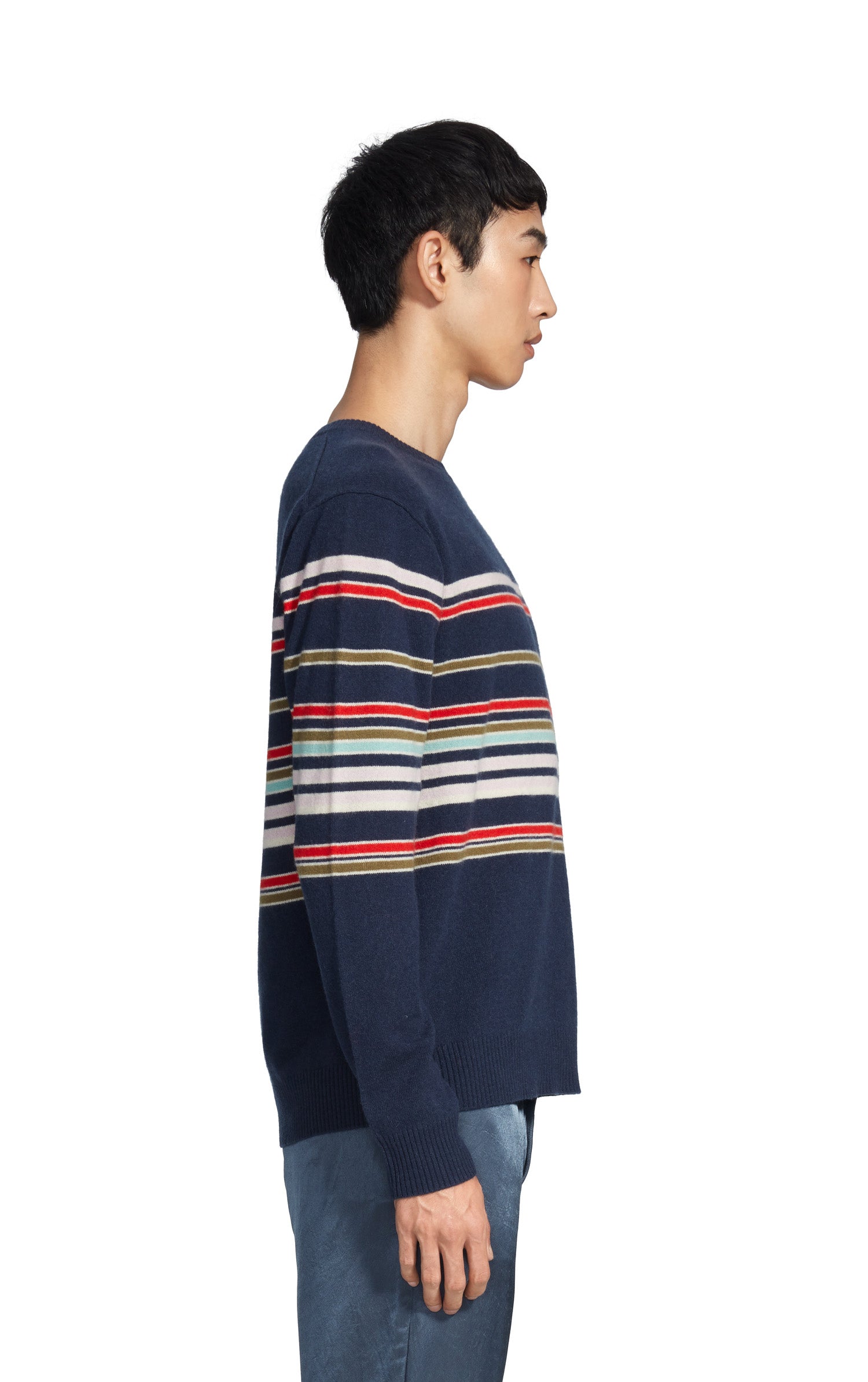 Vin Cashmere Striped Crewneck Sweater