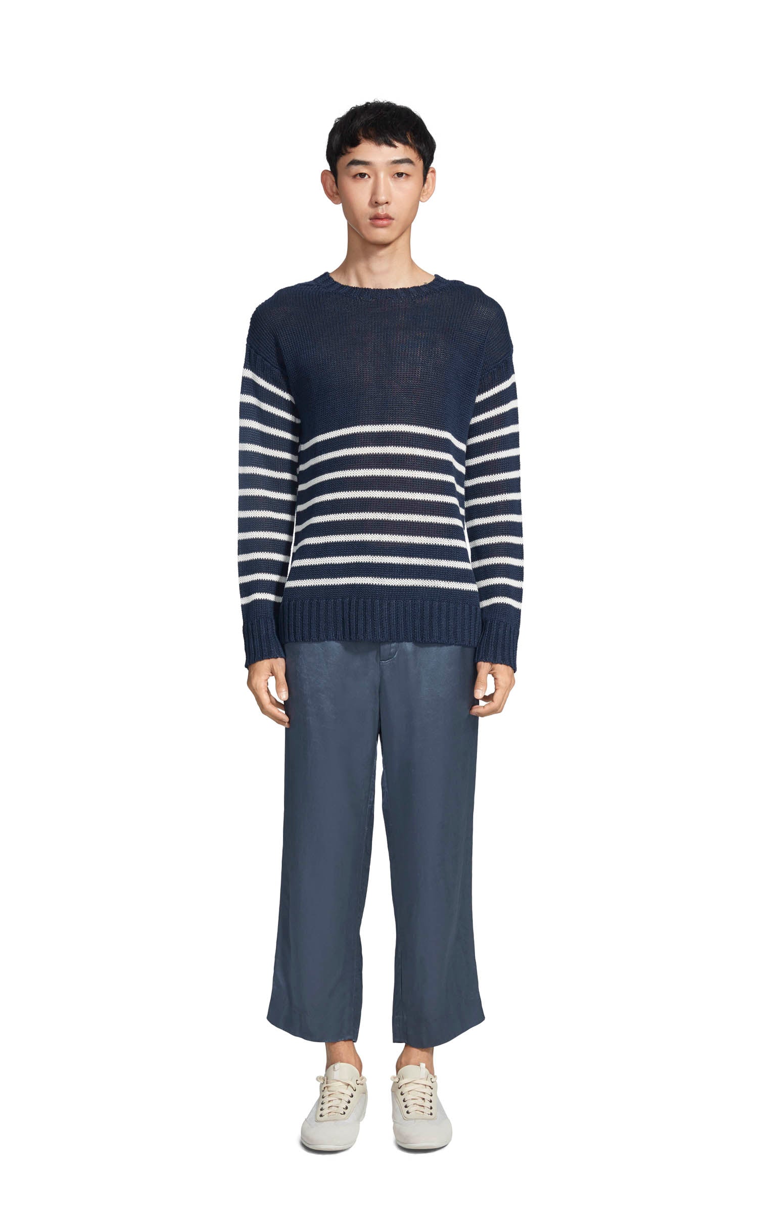 Kyle Linen Stripe Crewneck Sweater
