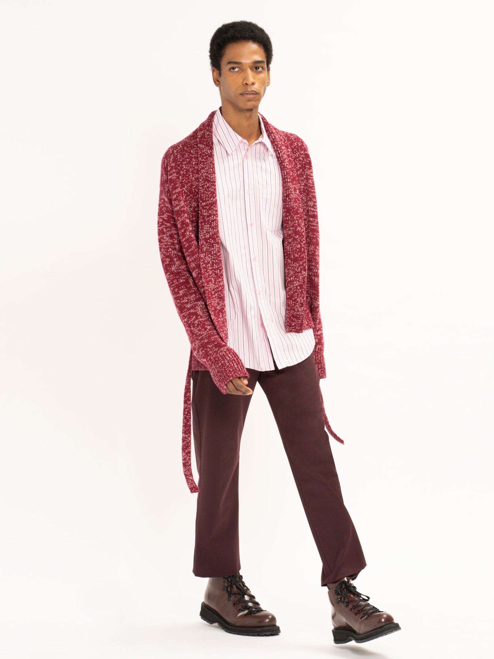 Sies Marjan - Maxim Cashmere Wrap Cardigan - Burgundy Pink - Men's Knitwear Sies Marjan - Maxim Cashmere Wrap Cardigan - Burgundy Pink - Men's Knitwear