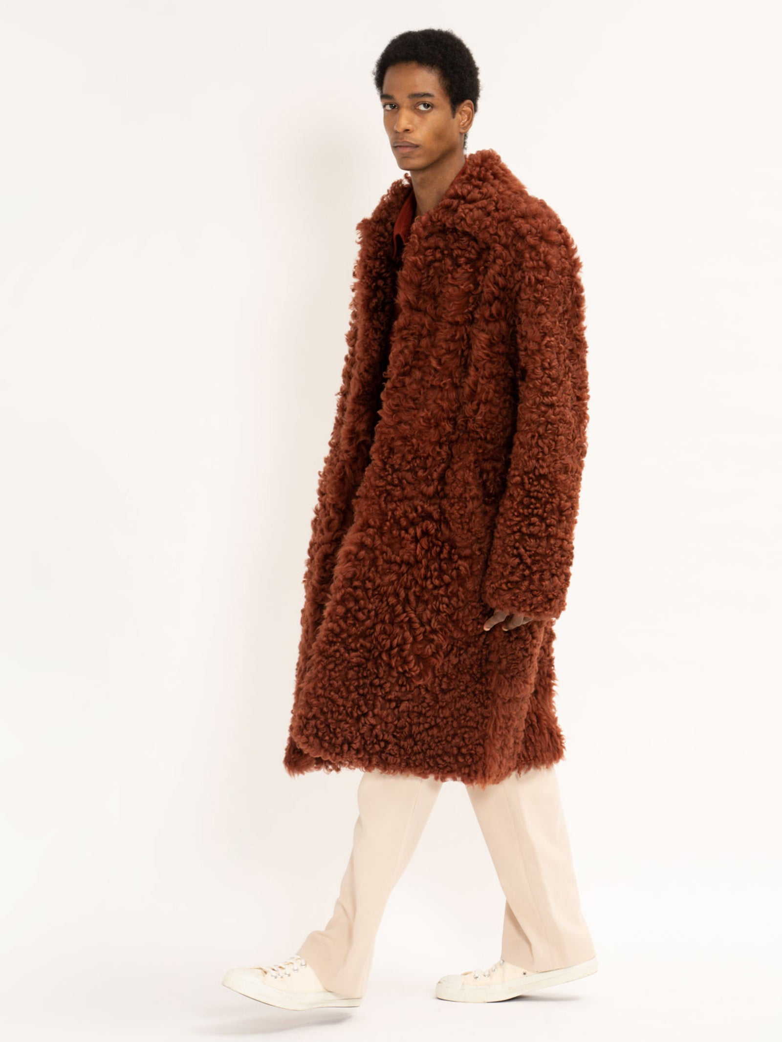 Sies Marjan Blaine Shearling Coat Rust Men s Jackets Coats